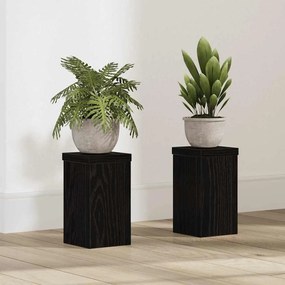 vidaXL Βάση φυτών 2 pcs Μαύρη Οξυά 10 x 10 x 18 cm Επεξεργασμένο ξύλο