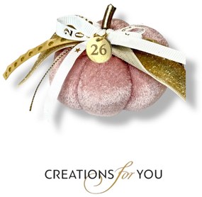 Κολοκύθα ροζ βελούδινη μικρή με χρυσές λεπτομέρειες