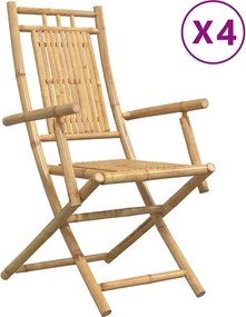 vidaXL Πτυσσόμενες Καρέκλες 4 τεμ. 53x66x99 εκ. Μπαμπού