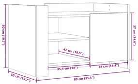 Τραπεζάκι Σαλονιού Καφέ Δρυς 80x50x50 εκ. από Επεξεργ. Ξύλο - Καφέ