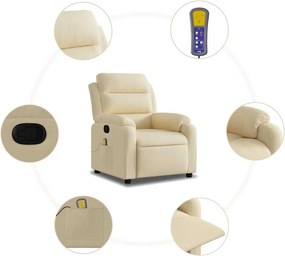 vidaXL Πολυθρόνα Μασάζ Ανακλινόμενη Κρεμ Υφασμάτινη