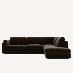 Γωνιακός καναπές με σεζλόνγκ από υφασμα μπουκλέ, César