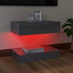 vidaXL Έπιπλο Τηλεόρασης με LED Γυαλιστερό Γκρι 60 x 35 εκ.
