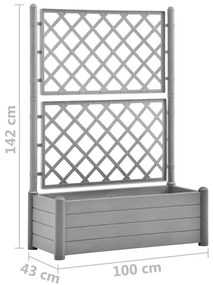 Ζαρντινιέρα Κήπου με Καφασωτό Γκρι 100 x 43 x 142 εκ. από PP - Γκρι