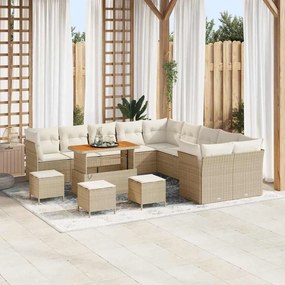 vidaXL Σετ Καναπέ Κήπου 14 pcs Μπεζ συνθετικό ρατάν