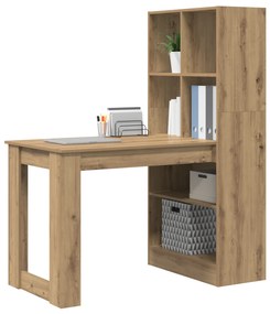 vidaXL Γραφείο με ράφι με αποθήκευση artisan δρυς 122 x 67 x 145 εκ.