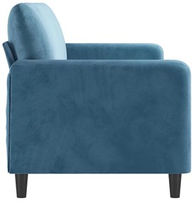 Καναπές Τριθέσιος Μπλε 180 εκ. Βελούδινος - Μπλε