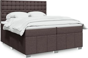vidaXL Κρεβάτι Boxspring με Στρώμα Σκούρο Καφέ 200x200 εκ. Υφασμάτινο