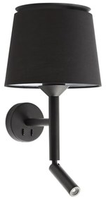 Φωτιστικό Τοίχου - Απλίκα Savoy E27 max 15W Με Reader Led 3000K, 160Lm Black Faro Barcelona