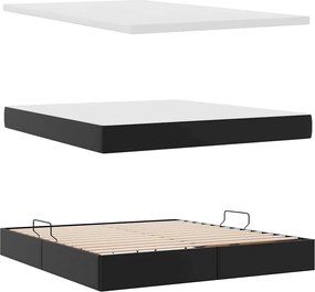 vidaXL Κρεβάτι Αποθήκης με στρώμα Μαύρο 160 x 200 cm Τεχνητό Δέρμα