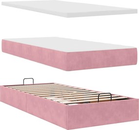 VidaXL Οθωμανικό κρεβάτι με στρώματα ροζ 200x200cm Velvet
