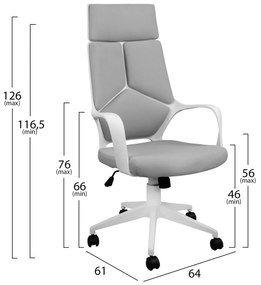 Καρέκλα Γραφείου Anivia Γκρι &amp; Πόδι Λευκό 64x61x126 εκ.