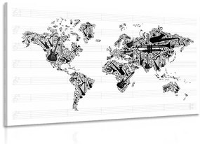 Εικόνα μουσικός χάρτης του κόσμου σε αντίστροφη μορφή - 120x80