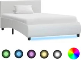 vidaXL Πλαίσιο Κρεβατιού με LED Λευκό 100x200 εκ. Συνθετικό Δέρμα