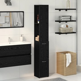 vidaXL Ντουλάπα Μπάνιου Μαύρη Δρυς 25x25x170 εκ από Επεξεργασμένο Ξύλο