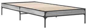 vidaXL Πλαίσιο Κρεβατιού Γκρι Sonoma 90x200 εκ. Επεξ. Ξύλο & Μέταλλο