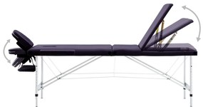 vidaXL Κρεβάτι Μασάζ Πτυσσόμενο 3 Θέσεων Μοβ από Αλουμίνιο