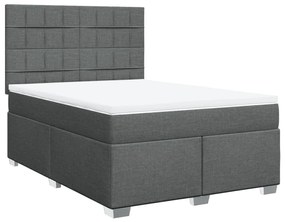 vidaXL Κρεβάτι Boxspring με Στρώμα Σκούρο Γκρι 140x190 εκ. Υφασμάτινο