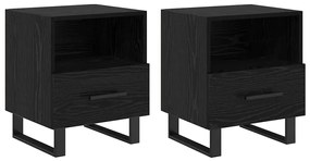 vidaXL Κομοδίνο 2 pcs Μαύρη Οξυά 40 x 35 x 47,5 εκ Επεξεργασμένο ξύλο