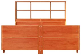 Κρεβάτι Βιβλιοθήκη Χωρίς Στρώμα Καφέ 160x200 εκ Μασίφ Πεύκο - Καφέ