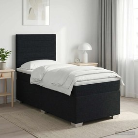 vidaXL Κρεβάτι box spring με στρώμα Μαύρο 90 x 190 cm Ύφασμα