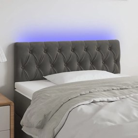 Κεφαλάρι Κρεβατιού LED Σκούρο Γκρι 100x7x78/88 εκ. Βελούδινο - Γκρι
