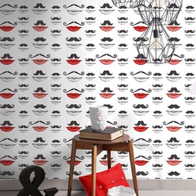 Ταπετσαρία Moustache And Lips WP20084 Black-White-Red MindTheGap 52x300cm