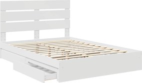 vidaXL Κρεβάτι Αποθήκης Λευκό 140 x 190 cm Επεξεργασμένο ξύλο
