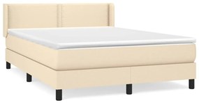 vidaXL Κρεβάτι Boxspring με Στρώμα Κρεμ 140x190 εκ. Υφασμάτινο