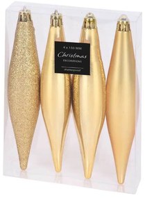 Χριστουγεννιάτικα Στολίδια (Σετ 4τμχ) K-M Gold CAN059651