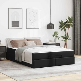 vidaXL Σκελετός κρεβατιού με στρώμα Μαύρο 140 x 190 cm Τεχνητό δέρμα