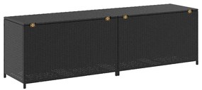 vidaXL Κουτί Αποθήκευσης Κήπου Μαύρο 200x50x60 εκ. από Συνθετικό Ρατάν