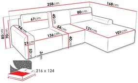 Γωνιακός καναπές Bella L-Gkri Skouro-Αριστερή