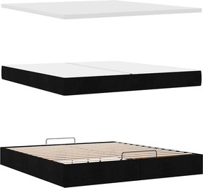vidaXL Οθωμανικό κρεβάτι με στρώμα Μαύρο 200x200 cm Ύφασμα