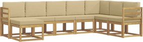 vidaXL Σειρά Καναπέ Εξωτερικού με μαξιλάρι 8 pcs Λευκό και Μπεζ