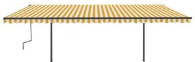 Τέντα Συρόμενη Αυτόματη με Στύλους Κίτρινο/Λευκό 6 x 3,5 μ. - Κίτρινο