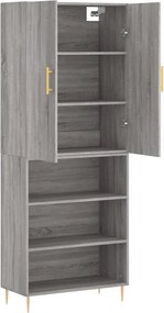 vidaXL Ντουλάπι Γκρι Sonoma 69,5 x 34 x 180 εκ. Επεξεργασμένο Ξύλο