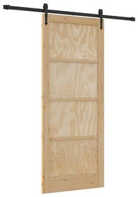 vidaXL Συρόμενη Πόρτα Φυσικό και μαύρο 86 x 211 cm