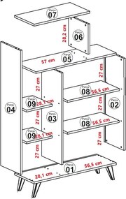 Βιβλιοθήκη Καρυδιά / Κίτρινο FORM 90x32x132