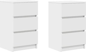 vidaXL Κομοδίνα με 3 συρτάρια 2 τεμάχια Λευκό 39x35x65 εκ.
