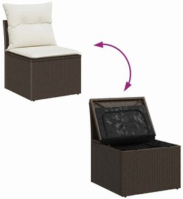 vidaXL Σετ Καναπέ Κήπου με μαξιλάρι 8 pcs Καφέ, Κρέμα 55 x 55 x 37 εκ