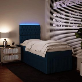 vidaXL Κρεβάτι Boxspring με Στρώμα Μπλε 80 x 200 εκ. Βελούδινο