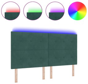 vidaXL LED Κεφαλάρι Σκούρο Πράσινο 90 εκ Βελούδο