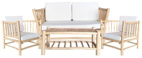 Intrahome Σαλόνι Mayorka Intrahome σετ 4 τεμαχίων φυσικό teak ξύλο-λευκό μαξιλάρι | SKU: INTRAPA-446111121