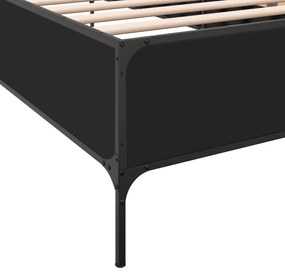 vidaXL Πλαίσιο Κρεβατιού Μαύρο 90 x 200 εκ. Επεξ. Ξύλο &amp; Μέταλλο