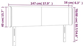 vidaXL Κεφαλάρι Κρεβατιού LED Καπουτσίνο 147x16x78/88εκ. Συνθετ. Δέρμα