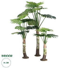 GloboStar® Artificial Garden MONSTERA SET 20090 Τεχνητό Διακοσμητικό Σετ Φυτών Μονστέρα A:Υ300cm B:Υ200cm C:Υ150cm