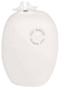 Κουμπαράς Just Married RD0015200 8,5x9,5x13,5cm White-Gold Raeder Porcelain