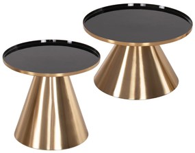 Τραπεζάκια σαλονιού LORME Σετ 2 τμχ Μέταλλο σε Χρυσό με Μαύρο Φ50 &amp; Φ40εκ.