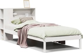 vidaXL Κρεβάτι Βιβλιοθήκη Χωρίς Στρώμα Λευκό 75x190 εκ Μασίφ Πεύκο